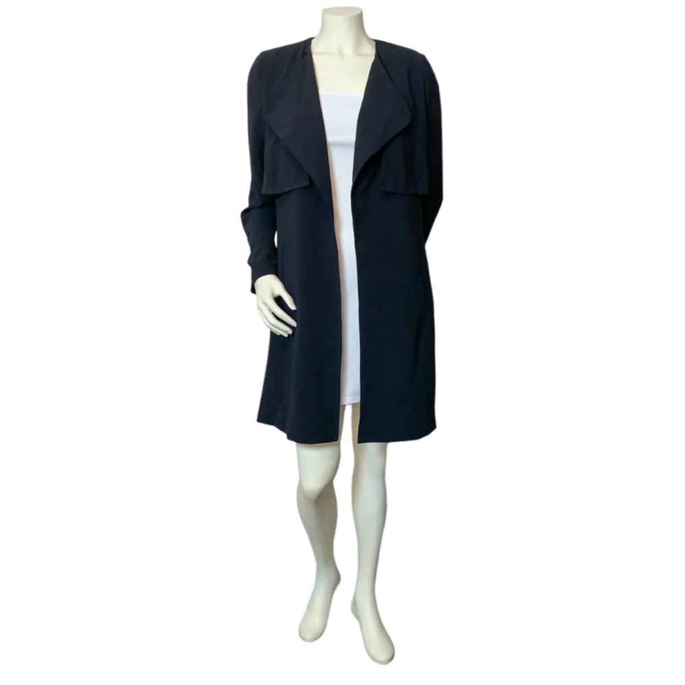 Romeo & Juliet Couture Black Waterfall Open Front Trench Coat